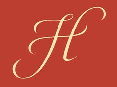 the letter h is made up of white letters on a red background, and it appears to be in cursive handwriting