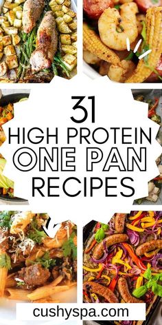 high protein one pan recipes with the title overlay