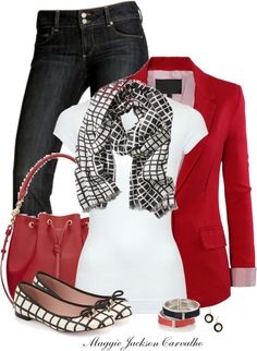 Stitch fix stylist: Great fall/winter outfit - maybe not flats, but the… Stitch Fix Outfits, Red Blazer, Fashion Mode, Red Jacket