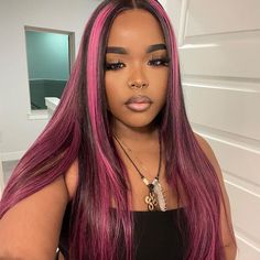 Highlights Transparent Lace Front Straight Wig Human Hair Wig Black Ha – AMANDAHAIRS Virgin Hair Wigs, Hair Tape, Frontal Hairstyles, Pink Highlights, Human Virgin Hair, Colored Wigs, Body Wave Hair, Colored Highlights, Straight Human Hair