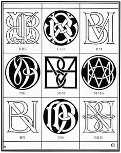 six different types of monograms in black and white