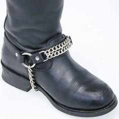 Curb Chain Boot Straps #BS2209VCK Boot Chains, Boot Straps, Leather Travel Bag, Leather Skin, Leather Hats, Funky Jewelry, Leather Shirt, Double Chain, Leather Boot