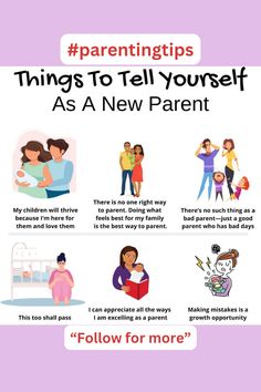 a poster with the words, things to tell yourself as a new parent