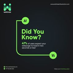 a black and green poster with the words did you know? 4 % of users expect your webpage to look in two seconds