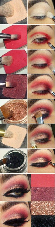 Sexy Red Eyeshadow Tutorial For Beginners | 12 Colorful Eyeshadow Tutorials For Beginners Like You! by Makeup Tutorials at http://makeuptutorials.com/colorful-eyeshadow-tutorials-for-beginners/ Easy Red Eyeshadow Looks, Red Eyeshadow Looks, Eyeshadow Looks Step By Step, Extreme Make-up, Eyeshadow Tutorial For Beginners, Drag Make-up, Red Eyeshadow, Makijaż Smokey Eye, Beauty Make-up