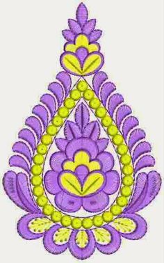 a purple and yellow embroidered design on a white background with the words,'i love you