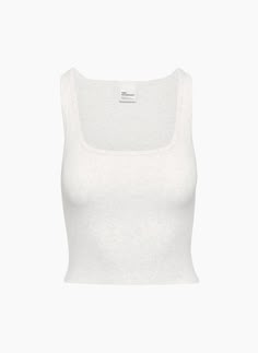 HOMESTRETCH™ SQUARENECK WAIST TANK | Aritzia White Fitted Tank Top, Aritzia Tank Top, Cute Basic Tops, Aritzia Clothes, Aritzia Basics, Aritzia Shirt, White Tank Top Outfit, Aritzia Outfit, Aritzia Top