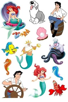 the little mermaid stickers are all different colors