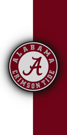 the logo for the university of alabama crimsons on a red and white striped background