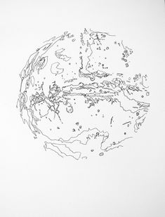 a black and white drawing of the earth