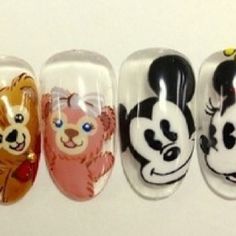 totally Mickey and Minnie mouse fan so i'm going to go with.. Mickey and Minnie mouse nails Minnie Nails, Funny Nails, Real Fairy, Mouse Nails, Minnie Mouse Nails, Mickey Nails, Real Fairies, May Nails