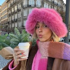 Keep Warm Fur Bucket Hat FancySticated Cute Warm Winter Hats, Bucket Hat Women Winter, Womans Beanie Hats, Luxury Warm Beanie Hats, Cute Winter Hats Women, Emrata Fur Hat, Winter 2022 Hats, Luxury Winter Hats For Women, Fur Bucket Hat Pink