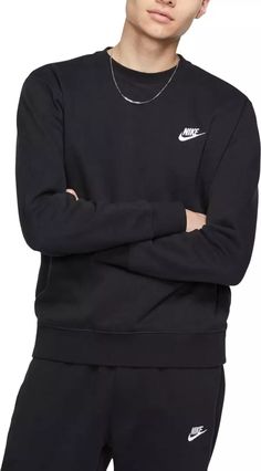 Nike Men's Sportswear Club Crewneck Sweatshirt | Dick's Sporting Goods Sweatshirt Nike, Nike Crewneck, Men's Sportswear, Crewneck Design, Mens Club, Sweatshirts Online, Mens Essentials, Athletic Apparel, Mens Sportswear