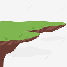 an upside down tree in the middle of a cliff with grass on it, cartoon, illustration png and psd