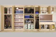 an organized storage room with lots of items