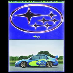 an advertisement for the subaru impreza summer 2000, with two different images