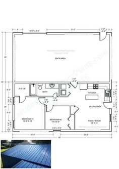 the floor plan for a two bedroom, one bathroom apartment with an attached living area