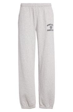 Hang out after workouts in these cotton-rich sweatpants stamped with a monogram logo on one leg. 29 1/2" inseam; 12 1/2" leg opening; 12" front rise; 16 1/2" back rise (size Medium) Elastic waist Side-seam pockets 97% cotton, 3% polyester Machine wash, tumble dry Made in the USA Asian & Pacific Islander Owned/Founded College Sweatpants, A Monogram Logo, Pacific Islander, Vintage College, Xmas List, After Workout, Sporty And Rich, Monogram Logo, Heather Gray