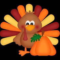 a cartoon turkey holding a carrot on a black background