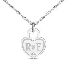 This engravable heart-shaped lock necklace is a stylish look of love. Sterling silver Features your and your loved one's initials inscribed with a heart in the middle A diamond accent shimmers at the bottom of the heart 16- to 18-inch adjustable rope chain with spring ring clasp Heart Lock Necklace, Look Of Love, Heart Lock, Lock Necklace, Accessories Jewelry Necklace, Rope Chain, Spring Rings, A Heart, Of Love