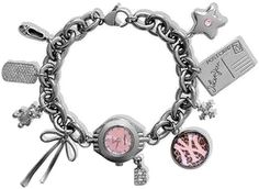 Pink Metal Jewelry Fashion Accessory, Pink Metal Jewelry As Fashion Accessory, Trendy Pink Jewelry With Charms, Pink Metal Jewelry, Trendy Pink Jewelry With Bracelet Strap, Pink Metal Everyday Jewelry, Pink Personalized Metal Bracelets, Pink Bracelet With Removable Charms, Pink Nickel-free Charm Bracelet