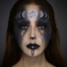 Nikki Sanders (@nikki_sanders) • Instagram photos and videos Goddess Makeup Halloween, Moon Goddess Makeup, Nyx Costume, Goddess Makeup Look, Goddess Halloween Costume, Zodiac Makeup