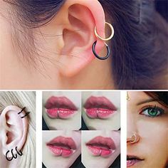 four images of different types of piercings and their meanings, including an ear ring