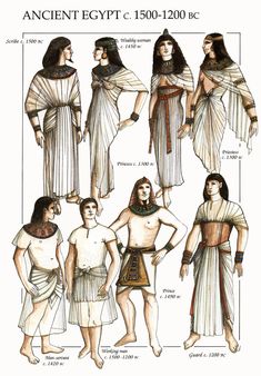 ancient egyptian clothing and headdresses from the early century, including men's dresses