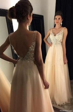 A Line V Neck Yellow Lace Prom Dresses,2019 Beaded Long Prom Dresses Lace Prom Dresses, Yellow Lace Dresses, Trendy Prom Dresses, Prom Dresses Yellow, Corset Fashion, Lace Ball Gowns, Lace Prom Dress