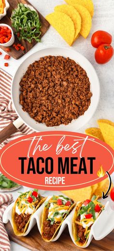 the best taco meat recipe on a cutting board