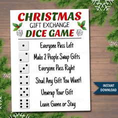 christmas gift exchange dice game for kids