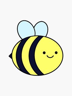 a drawing of a bee with a smile on it's face