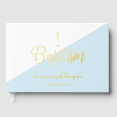 Elegant Blue gold Cross Baby Baptism Custom Foil Guest Book Baby Blessing, Baby Baptism, Gel Ink Pens, Modern Blue, Ribbon Bookmarks, Personalized Books