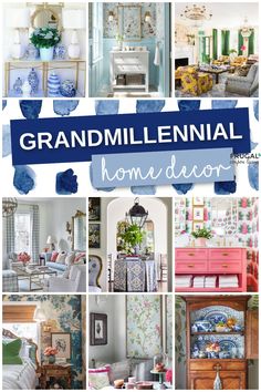 a collage of photos with the words grandmilennal home decor on it