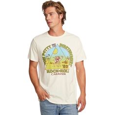 This men's Tom Petty and the Heartbreakers concert t-shirt is by Chaser and is from the classic rock band's 1987 Rock n Roll Caravan tour. Made from 100% off-white cotton with washed out effects to the materials and graphics for a vintage look and feel, our tee features an image of a camel outfitted with musical equipment crossing the desert, framed by Tom Petty and the Heartbreakers Rock n Roll Caravan '87. #tompetty #chaserbrand #mensfashion #bandtees #rockerrags Camel Outfit, Tom Petty And The Heartbreakers, Touring Caravan, Classic Rock Bands, Concert T Shirt, Men's Toms, Tom Petty, Rock Concert, Concert Tshirts