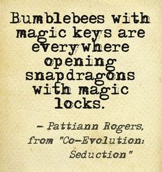 an old black and white photo with the words bumblebees with magic keys are everywhere opening snapdragons with magic locks