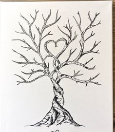 a drawing of a tree with a heart on it