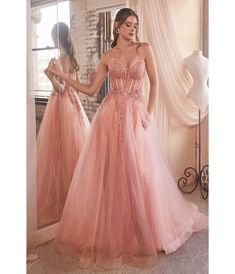 Cinderella Divine Rose Gold Sparkle Corset Top Prom Gown - Unique Vintage - Womens, DRESSES, PROM AND SPECIAL OCCASION Rose Gold Evening Gown Gorgeous Dress, Gala Gowns Glamour, Champagne Pink Prom Dress, Sparkle Corset Top, Rose Gold Gowns, Rose Gold Evening Gown, Dusty Pink Prom Dress, Glitter Tulle Dress, Md Dresses