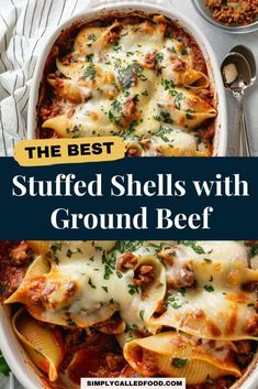 the best stuffed shells with ground beef in a casserole dish