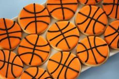 basketball cookies are arranged in the shape of balls