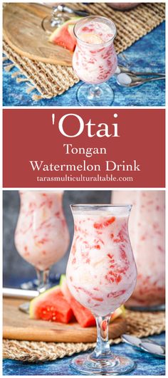 watermelon drink with text overlay that reads,'otai tongan watermelon drink '