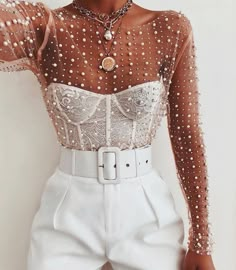 Elegant Crop Top, Country Concert Outfits, Embellished Crop Top, Lace Beading, Fest Outfits, Mesh Long Sleeve, Mode Inspo, Looks Chic, Maxi Skirts