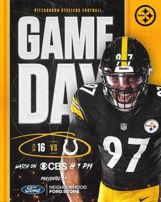 a football player is on the cover of a game day poster