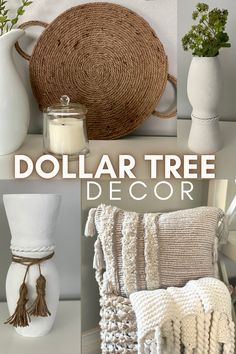 a collage of photos with the words dollar tree decor on it and various items