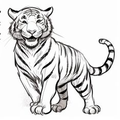 a drawing of a tiger standing in front of the camera