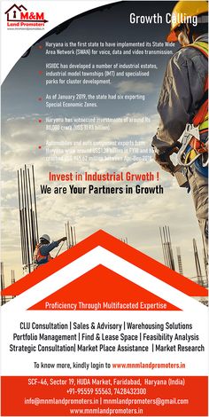 an advertisement for a construction company with the words, invest industrial growth we are your partners in