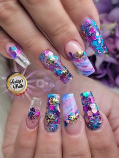 Wave Nails, New Nail Designs, Hot Nails, Long Acrylic Nails, Diy Nails, Glitter Nails, Short Nails, Stylish Nails