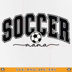 the soccer mama logo is shown in black and white