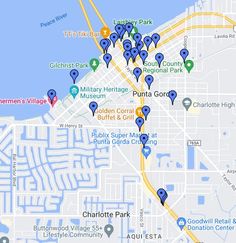 a map showing the locations of many parks and attractions in charlotte, north carolina on a sunny day