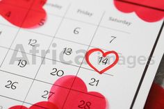 a calendar with hearts on it for valentine's day